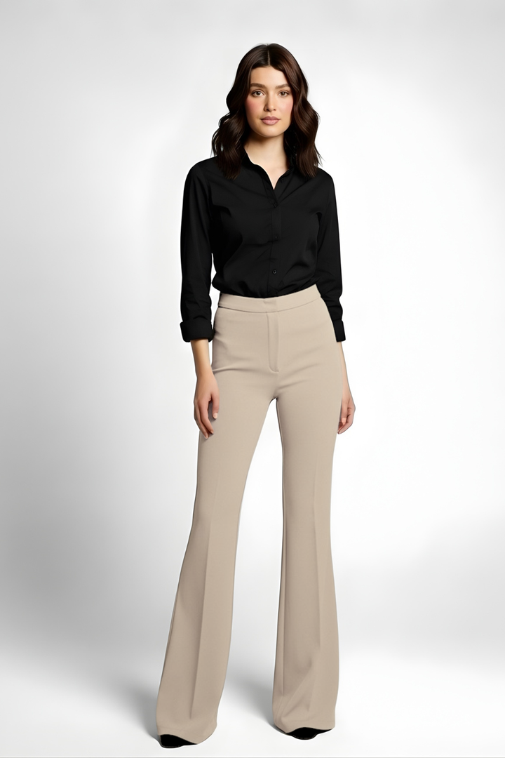 Swiss Sculpt Stretchable BootCut Flare Pants - Beige