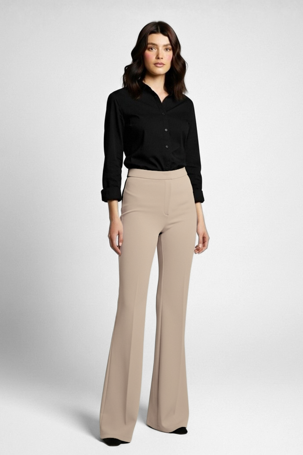 Swiss Sculpt Stretchable BootCut Flare Pants - Beige
