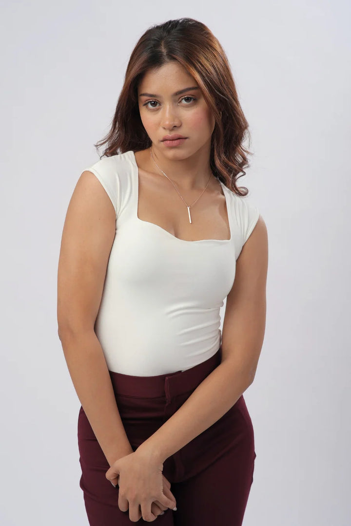 Sia Sweetheart Neckline Top - Egg White