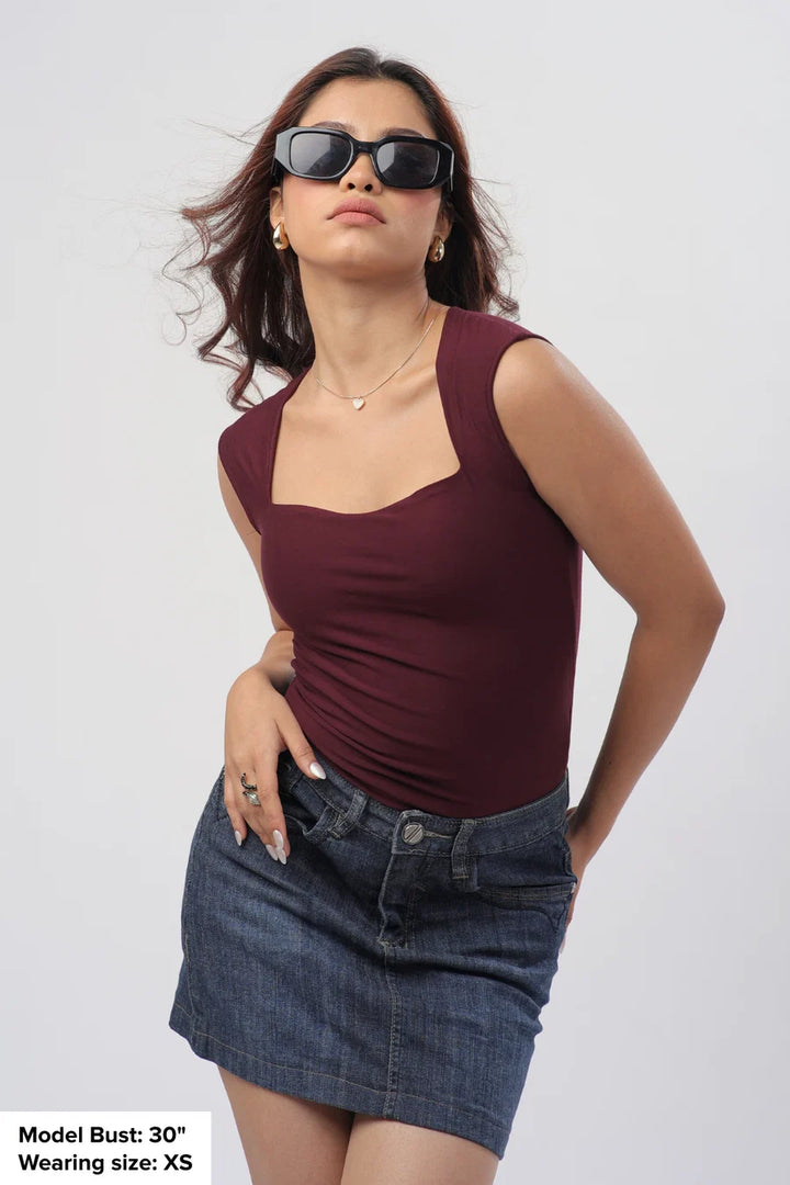 Sia Sweetheart Neckline Top - Plum