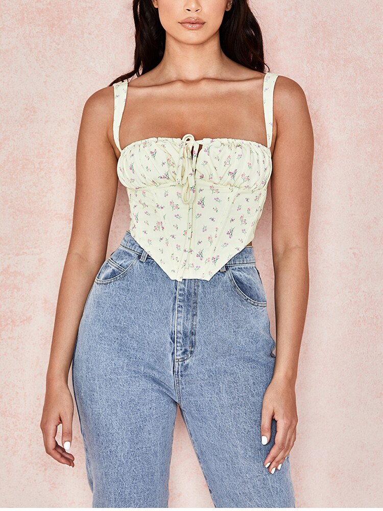 Brunch Ready Floral Corset Top