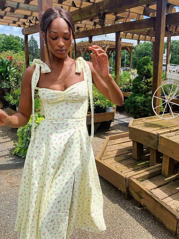 Sunshine' Thigh Split Floral Dress – Bella Chix Co