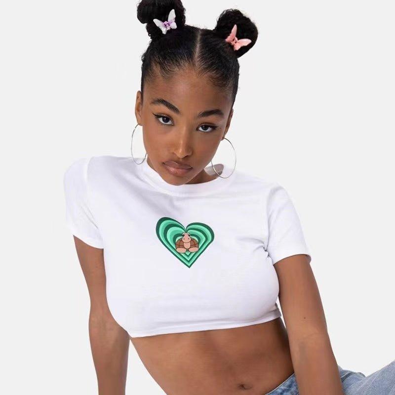 'Art of Heart' White Crop Top - Bella Chix Co