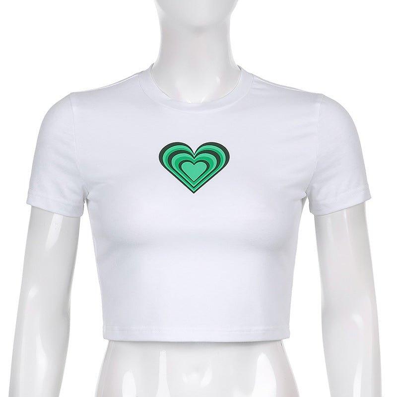 'Art of Heart' White Crop Top - Bella Chix Co