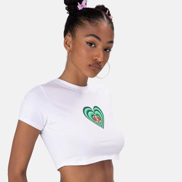 'Art of Heart' White Crop Top - Bella Chix Co