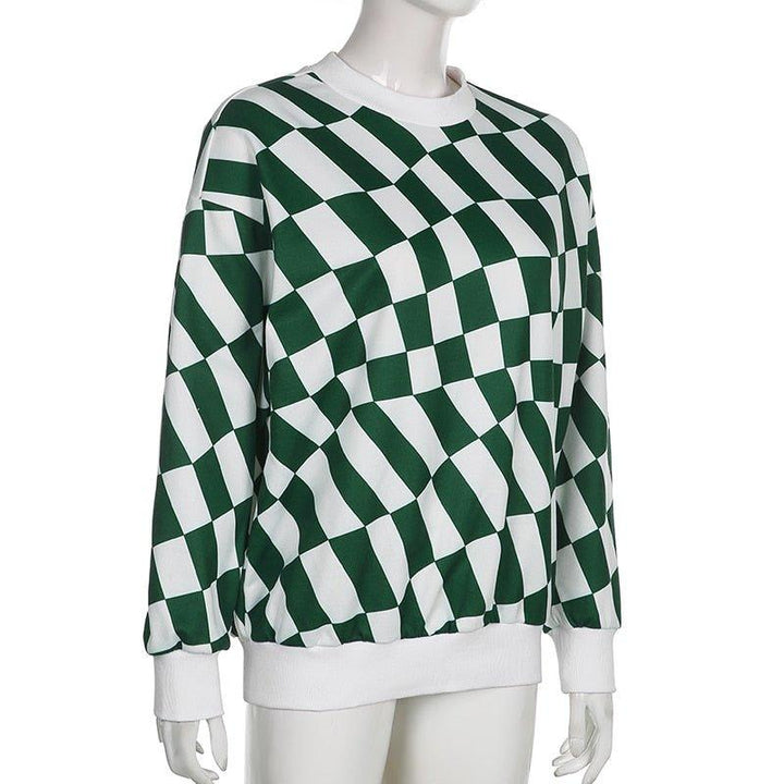 Green Checkered Oversized sweatshirt - Bella Chix Co
