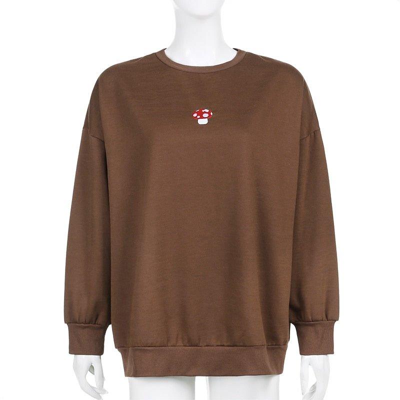 MUSH Brown Crewneck Pullover - Bella Chix Co